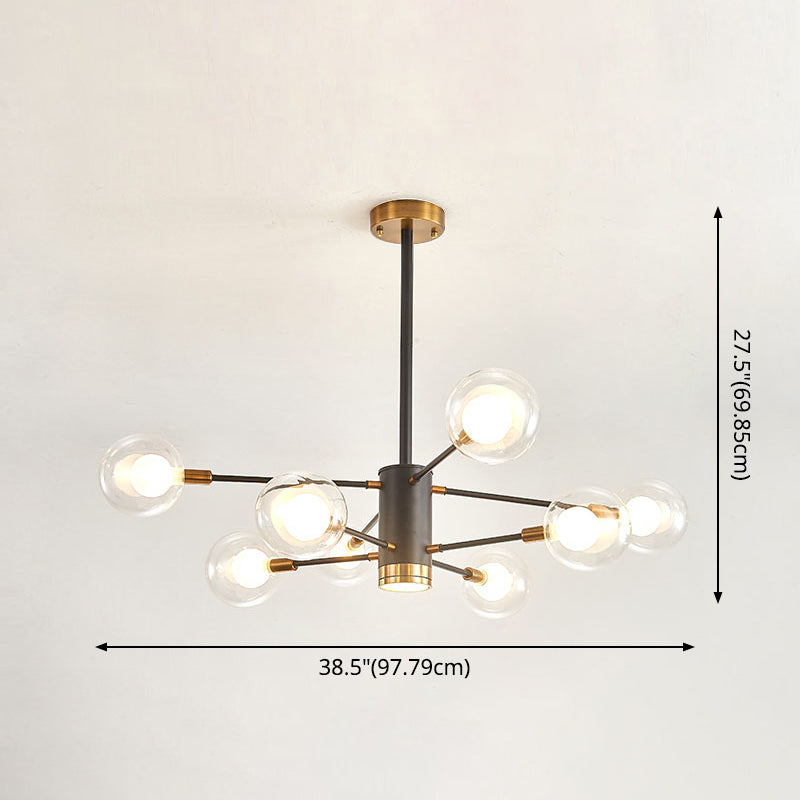 Electra - Modern Globe Suspension Hanging Pendant Light Modern Style Corridor Clear Glass Chandelier in Frosted Spray Paint Finish