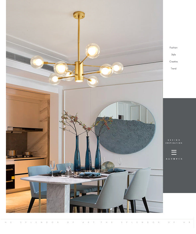 Electra - Modern Globe Suspension Hanging Pendant Light Modern Style Corridor Clear Glass Chandelier in Frosted Spray Paint Finish
