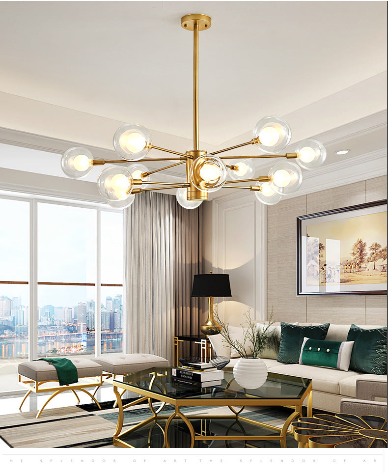 Electra - Modern Globe Suspension Hanging Pendant Light Modern Style Corridor Clear Glass Chandelier in Frosted Spray Paint Finish