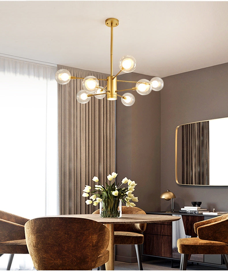 Electra - Modern Globe Suspension Hanging Pendant Light Modern Style Corridor Clear Glass Chandelier in Frosted Spray Paint Finish