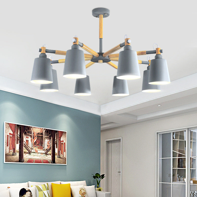 Célia - Modern Dining Room Pendant Lamp Wooden Minimalism Hanging Light With Downward Metal Cloche