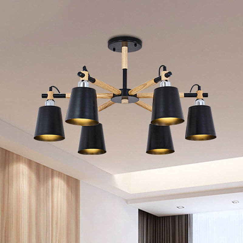 Célia - Modern Dining Room Pendant Lamp Wooden Minimalism Hanging Light With Downward Metal Cloche