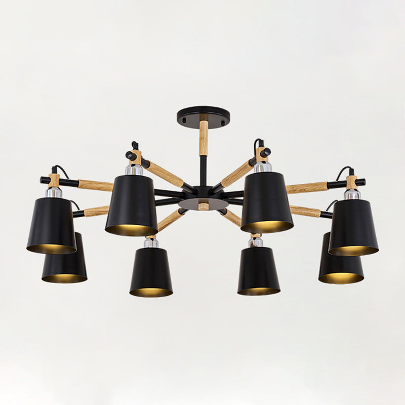 Célia - Modern Dining Room Pendant Lamp Wooden Minimalism Hanging Light With Downward Metal Cloche