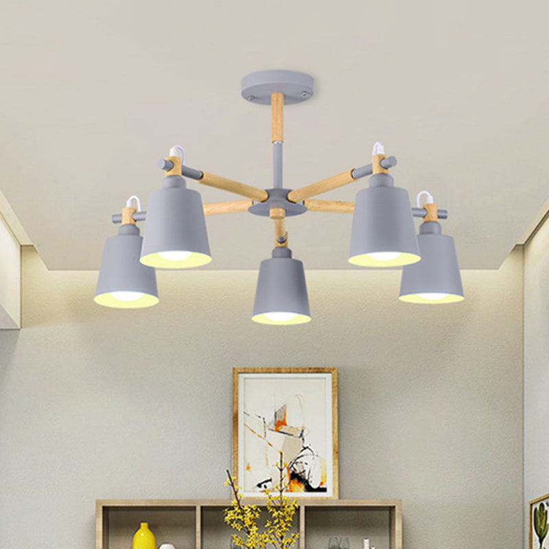 Célia - Modern Dining Room Pendant Lamp Wooden Minimalism Hanging Light With Downward Metal Cloche