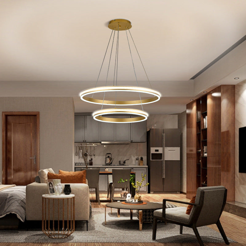 Gianfar - 16+24 2-Tiered Gold LED Chandelier with Diamond Stripes Shade