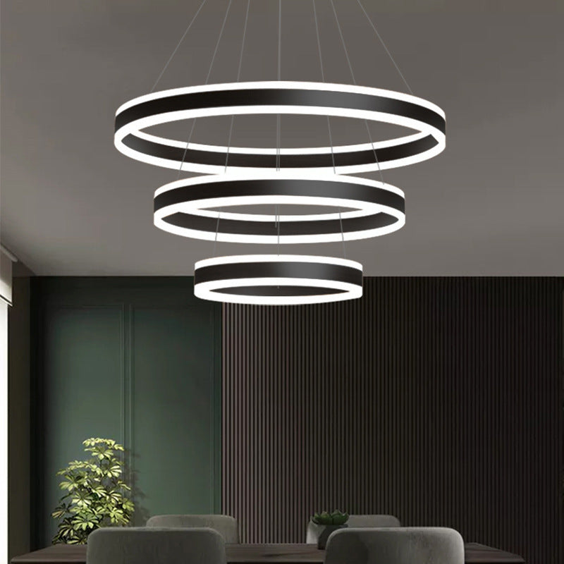 Francesca - Modern 23.6+31.5+39.3 Diameter 3-Tiered Led Chandelier Aluminum Ring-Shaped Pendant