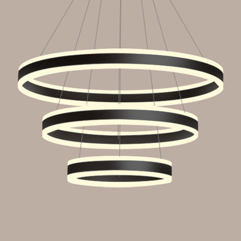 Francesca - Modern 23.6+31.5+39.3 Diameter 3-Tiered Led Chandelier Aluminum Ring-Shaped Pendant