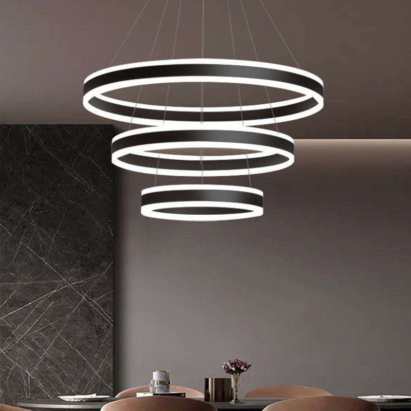 Francesca - Modern 23.6+31.5+39.3 Diameter 3-Tiered LED Chandelier Aluminum Ring-shaped Pendant Lighting Fixtures for Office Meeting Room