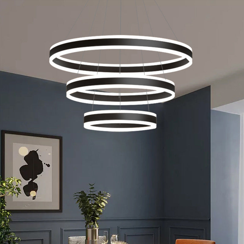 Francesca - Modern 23.6+31.5+39.3 Diameter 3-Tiered Led Chandelier Aluminum Ring-Shaped Pendant