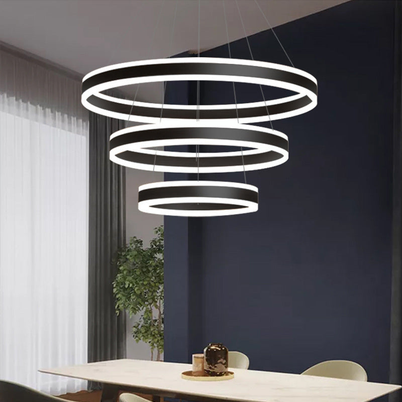 Francesca - Modern 23.6+31.5+39.3 Diameter 3-Tiered Led Chandelier Aluminum Ring-Shaped Pendant