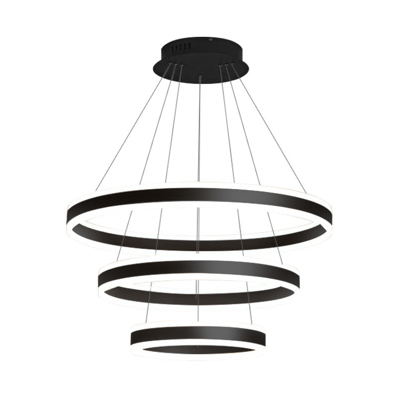Francesca - Modern 23.6+31.5+39.3 Diameter 3-Tiered Led Chandelier Aluminum Ring-Shaped Pendant