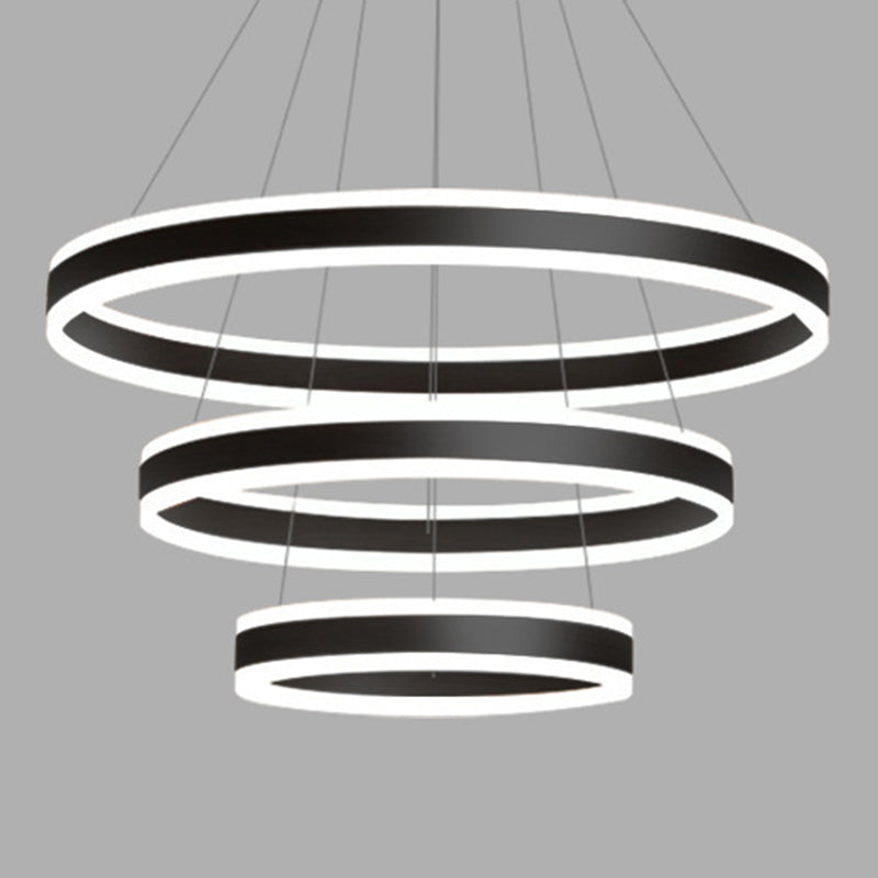 Francesca - Modern 23.6+31.5+39.3 Diameter 3-Tiered Led Chandelier Aluminum Ring-Shaped Pendant