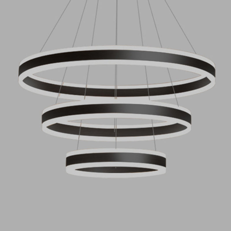 Francesca - Modern 23.6+31.5+39.3 Diameter 3-Tiered LED Chandelier Aluminum Ring-shaped Pendant Lighting Fixtures for Office Meeting Room