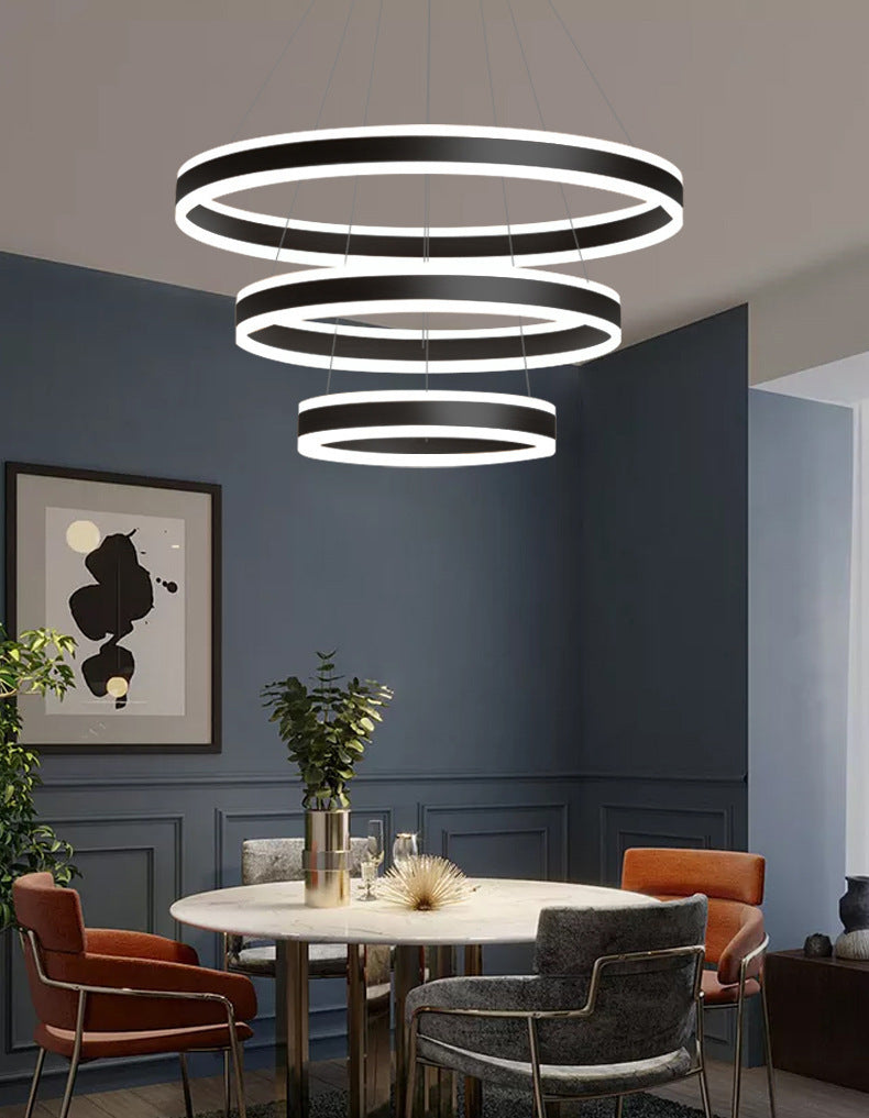 Francesca - Modern 23.6+31.5+39.3 Diameter 3-Tiered LED Chandelier Aluminum Ring-shaped Pendant Lighting Fixtures for Office Meeting Room