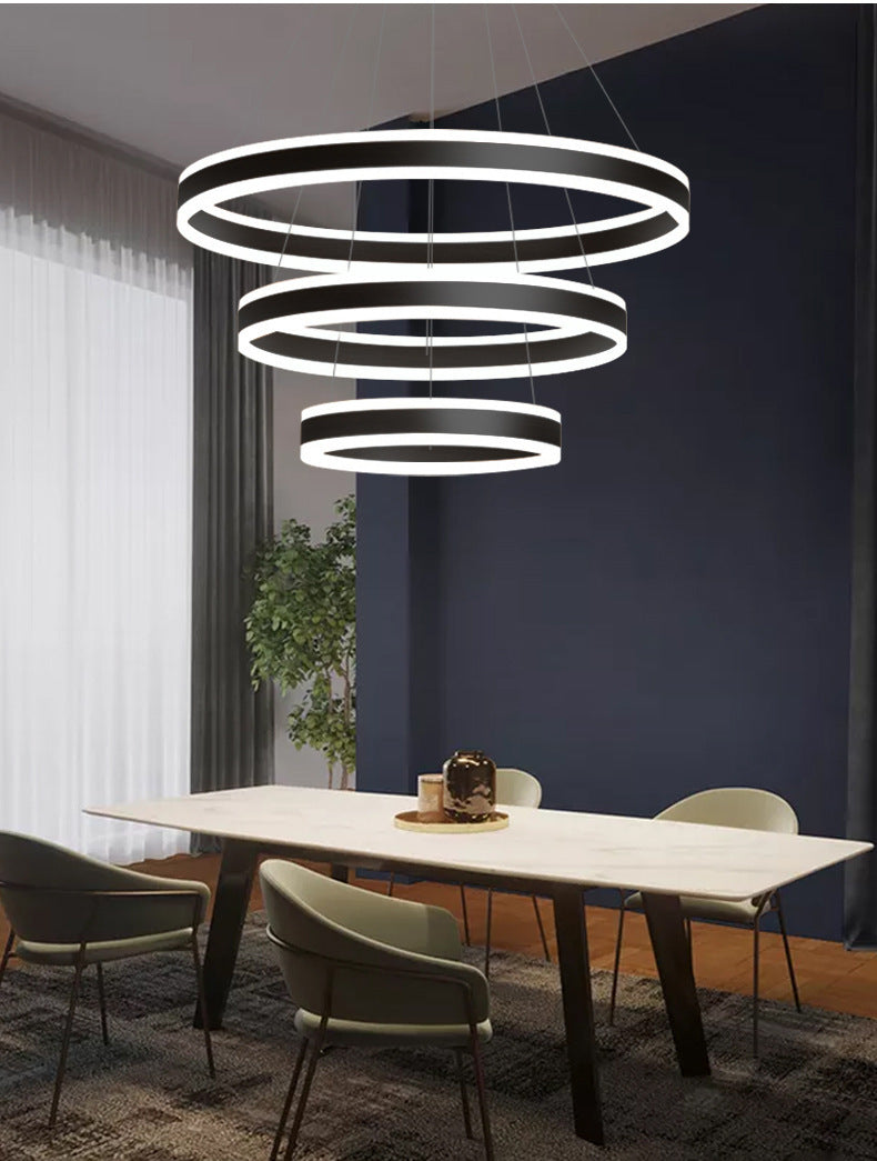 Francesca - Modern 23.6+31.5+39.3 Diameter 3-Tiered LED Chandelier Aluminum Ring-shaped Pendant Lighting Fixtures for Office Meeting Room