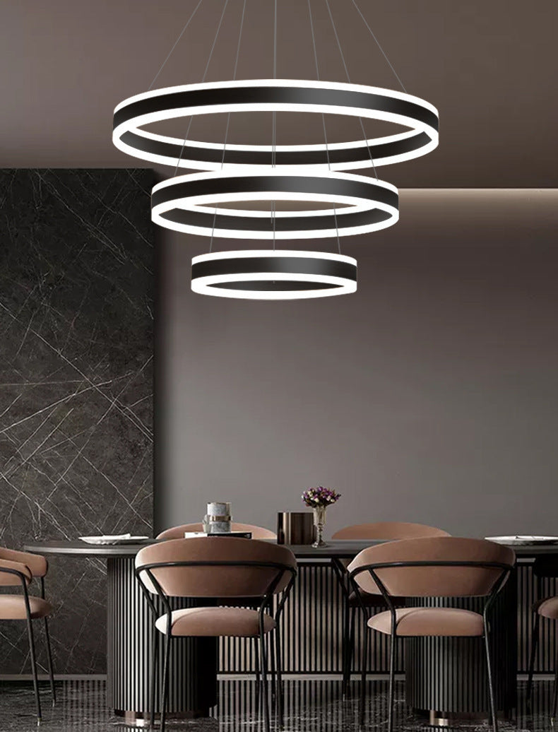 Francesca - Modern 23.6+31.5+39.3 Diameter 3-Tiered LED Chandelier Aluminum Ring-shaped Pendant Lighting Fixtures for Office Meeting Room
