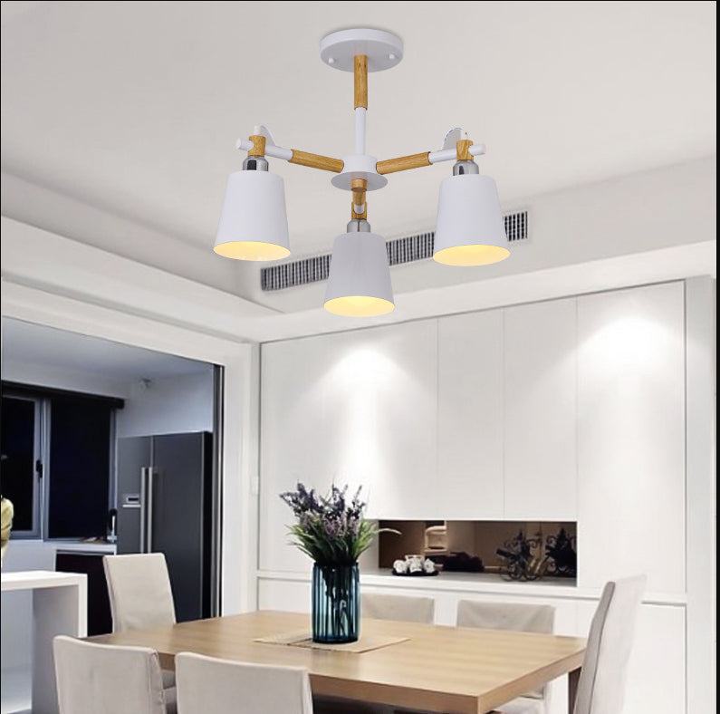 Célia - Modern Dining Room Pendant Lamp Wooden Minimalism Hanging Light With Downward Metal Cloche