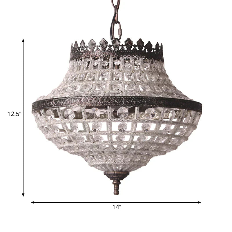 Vintage Crystal Pendant Lamp With Antique Bronze Finish - Ideal For Bedroom Lighting