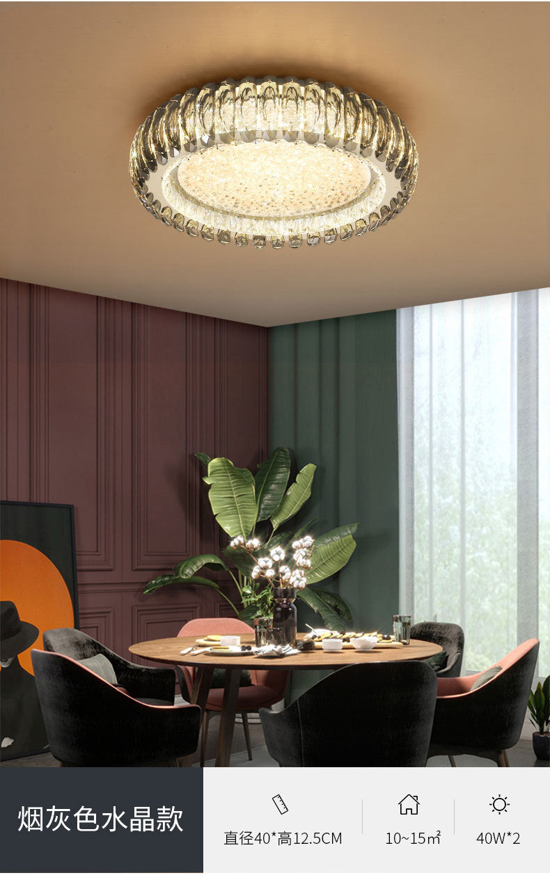Minimalist Crystal Chrome Led Flush Ceiling Light: Donut Shaped For Bedroom