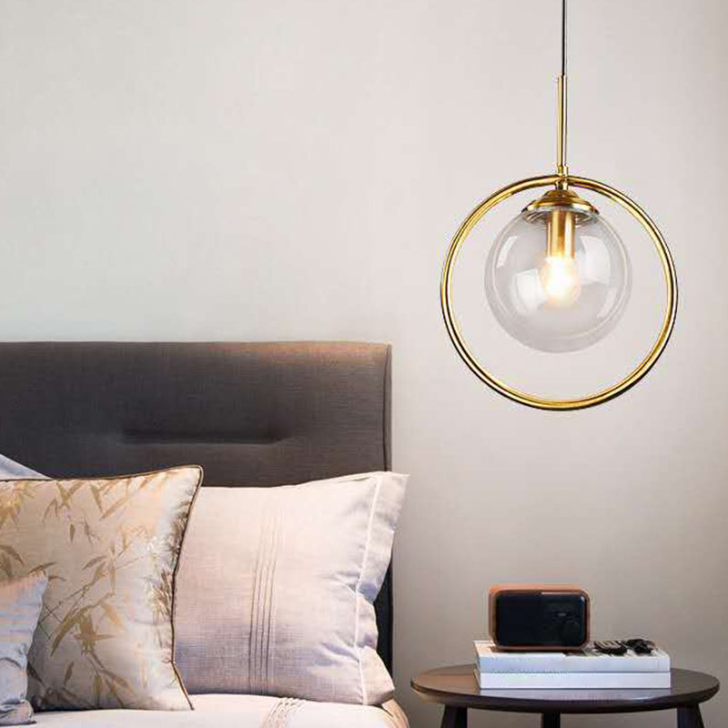 Contemporary Clear Glass Pendant Light Fixture For Bedroom