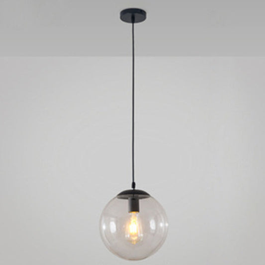 Minimalist Pendant Ceiling Light With Orb Glass Shade - Ideal Restaurant Lighting Fixture Black / 8