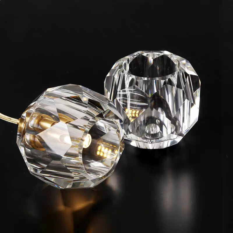 Contemporary Crystal Pendant Light With Gold Dome Suspension