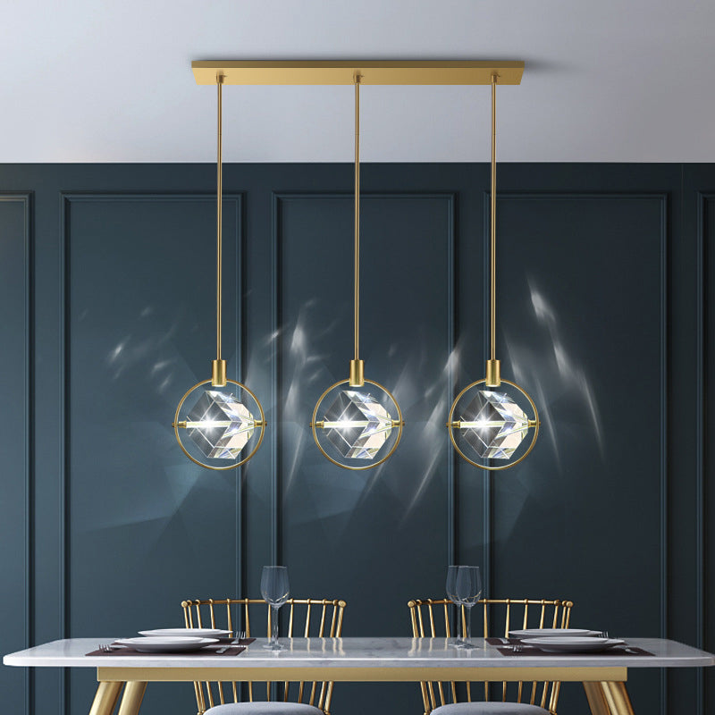Modern Crystal Cubic Hanging Ceiling Light: Led Gold Suspended Fixture
