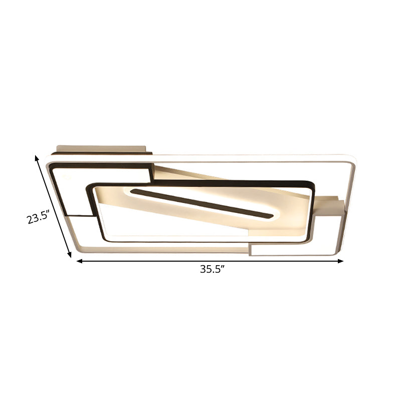 Modern LED Flush Mount Lamp: Black/White Metal Ceiling Light, 16"/19.5"/35.5" W