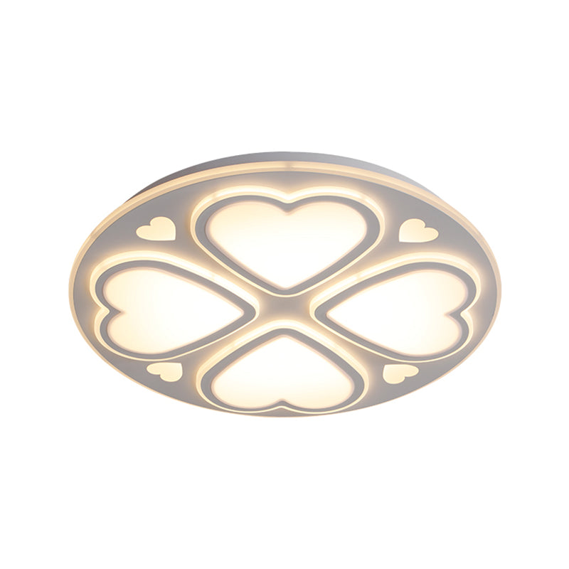 Contemporary Metal and Acrylic Clover Flush Mount Lighting - White Ceiling Lamp (16.5"/20.5"/24.5")