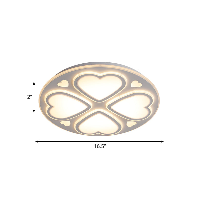 Contemporary Metal and Acrylic Clover Flush Mount Lighting - White Ceiling Lamp (16.5"/20.5"/24.5")