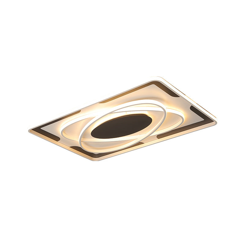 Modern Geometric Flush Ceiling Light Fixture - Integrated LED, Metal Black/White, Warm/White - 18"/23.5"/35.5" W