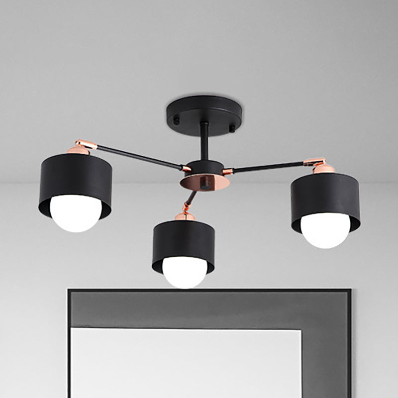 Plafonnier semi-encastré en métal de style nordique (3/6/8 lumières) - Noir/Blanc