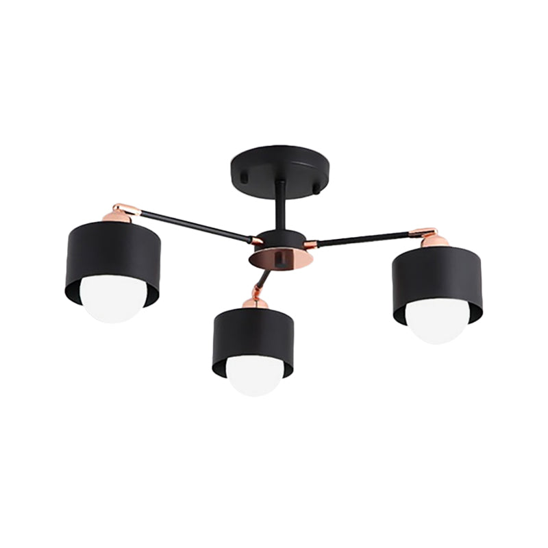 Plafonnier semi-encastré en métal de style nordique (3/6/8 lumières) - Noir/Blanc