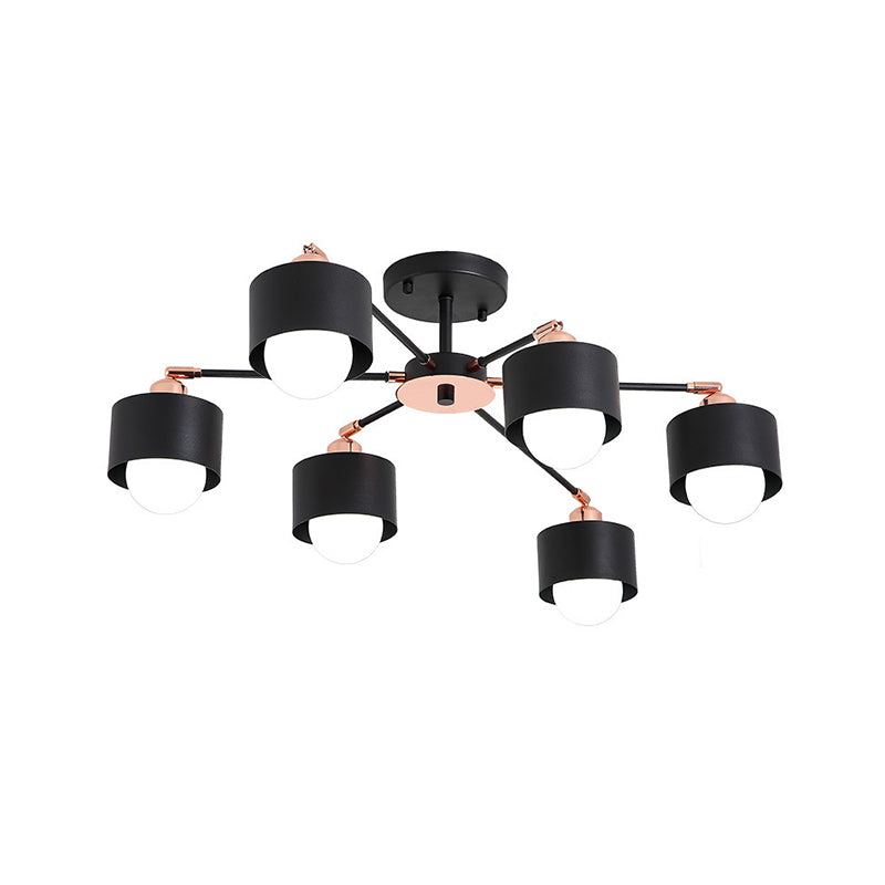 Plafonnier semi-encastré en métal de style nordique (3/6/8 lumières) - Noir/Blanc