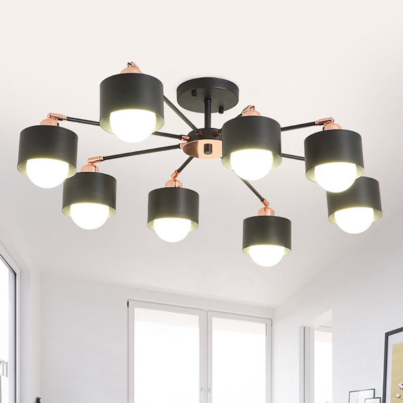 Plafonnier semi-encastré en métal de style nordique (3/6/8 lumières) - Noir/Blanc