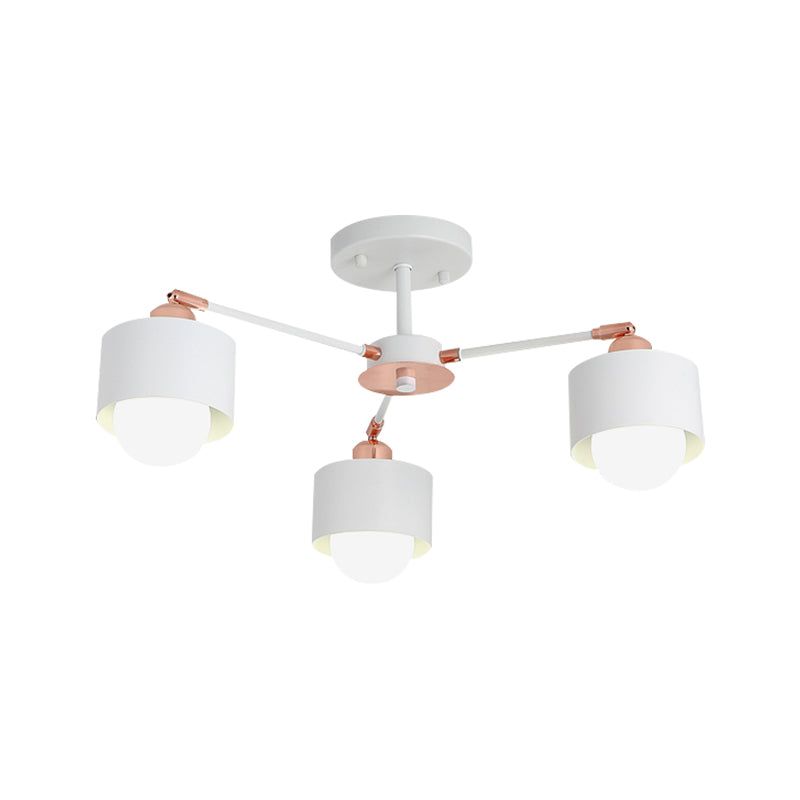 Plafonnier semi-encastré en métal de style nordique (3/6/8 lumières) - Noir/Blanc