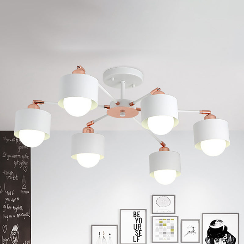 Plafonnier semi-encastré en métal de style nordique (3/6/8 lumières) - Noir/Blanc