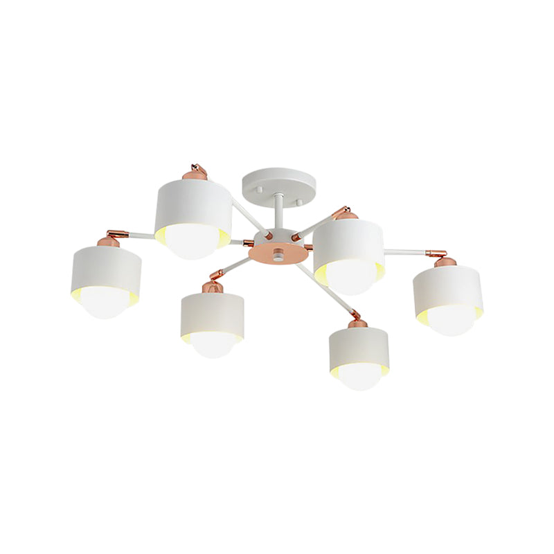 Plafonnier semi-encastré en métal de style nordique (3/6/8 lumières) - Noir/Blanc