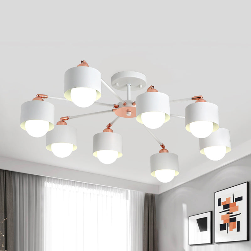 Plafonnier semi-encastré en métal de style nordique (3/6/8 lumières) - Noir/Blanc