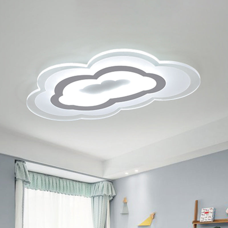 Minimalist Led Acrylic Cloud Flush-Mount Light Fixture - White Ceiling Lighting
