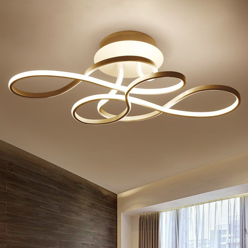Sleek White Acrylic Swirl Wave Led Ceiling Light Fixture - Simplicity Close To Lighting Solution