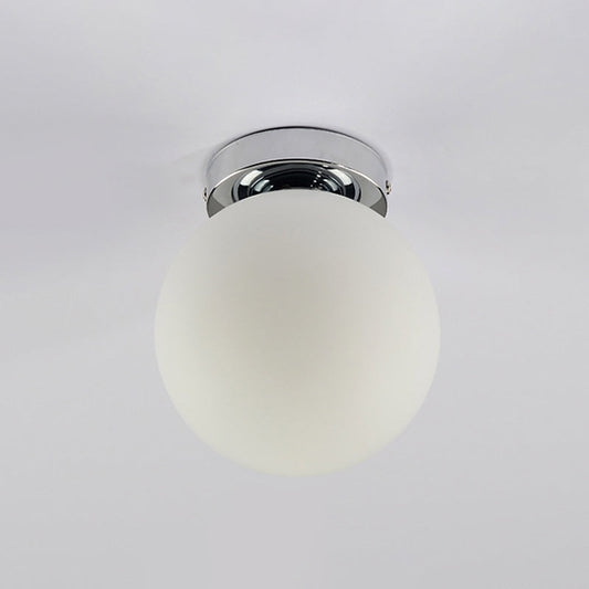 Modern Spherical Glass Flush Mount Ceiling Light Fixture - White