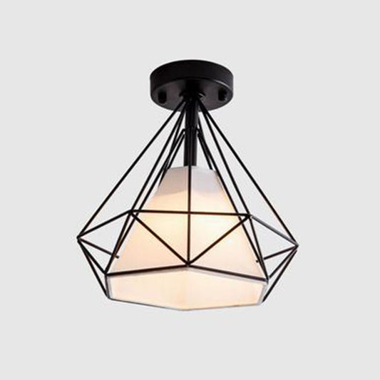 Industrial Metal Black Flush Mount Ceiling Light - Diamond Close To Lighting