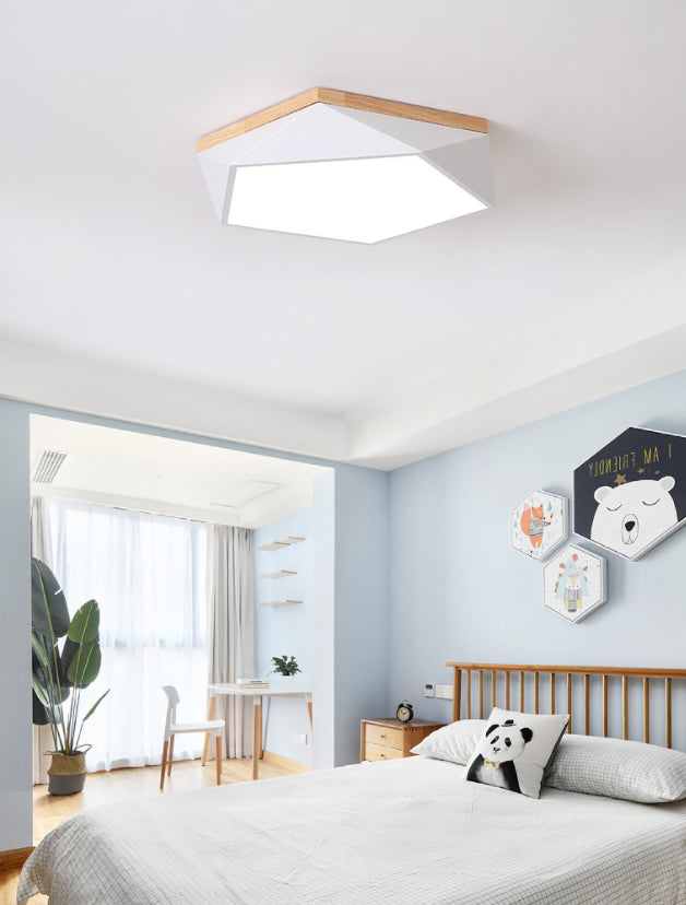 Modern Metal Led Bedroom Flush Mount Ceiling Light Fixture - Pentagon Lighting