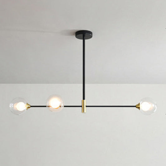 Black Metal Island Pendant Lighting With Modern Minimalist Design For Dining Table 3 / Clear
