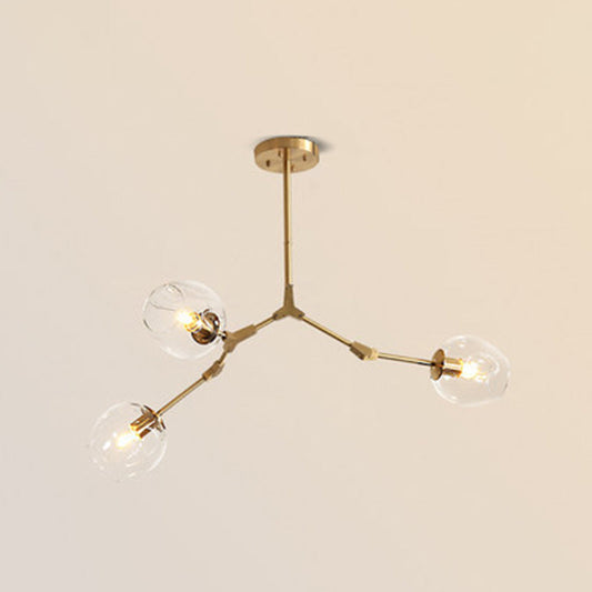 Gold Metal Chandelier With Clear Glass Shade - Post-Modern Suspension Light For Bedroom 3 /