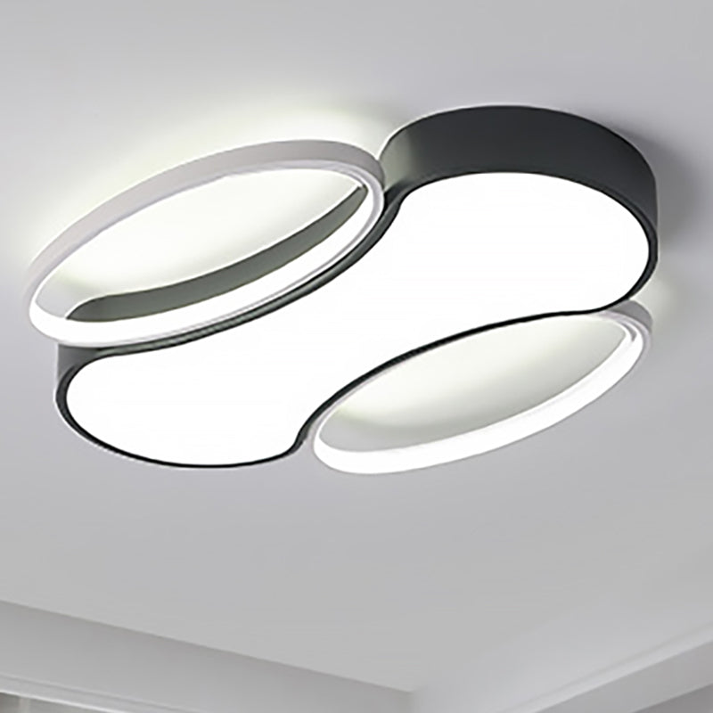 Modern Metal Black and White LED Flush Mount Ceiling Light - 19.5"/25.5" Width