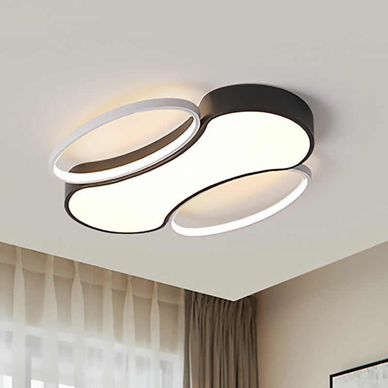 Modern Metal Black and White LED Flush Mount Ceiling Light - 19.5"/25.5" Width