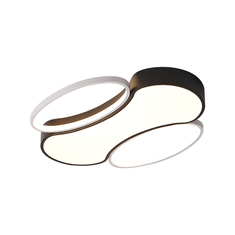 Modern Metal Black and White LED Flush Mount Ceiling Light - 19.5"/25.5" Width