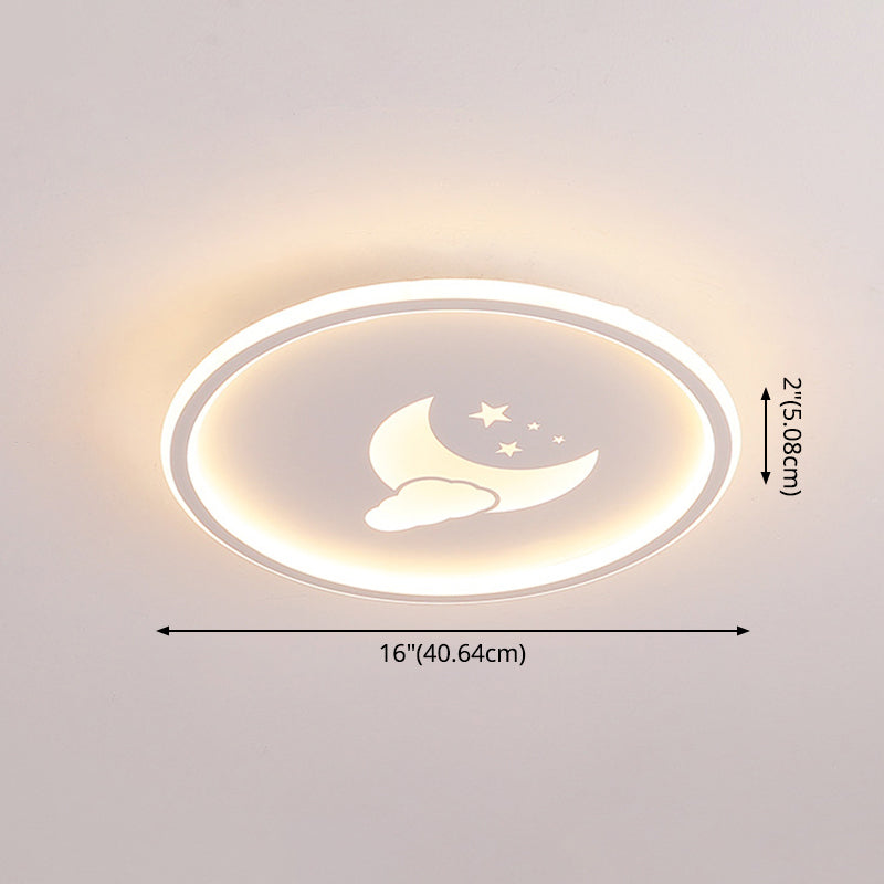 Moon And Star Flush Mount Ceiling Light For Modern Bedrooms